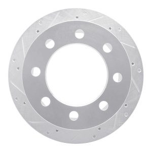 Dodge Ram 3500 Brake Rotor (1) - Rear Left - R1 Concepts - Drilled & Slotted - Silver - `00-`02